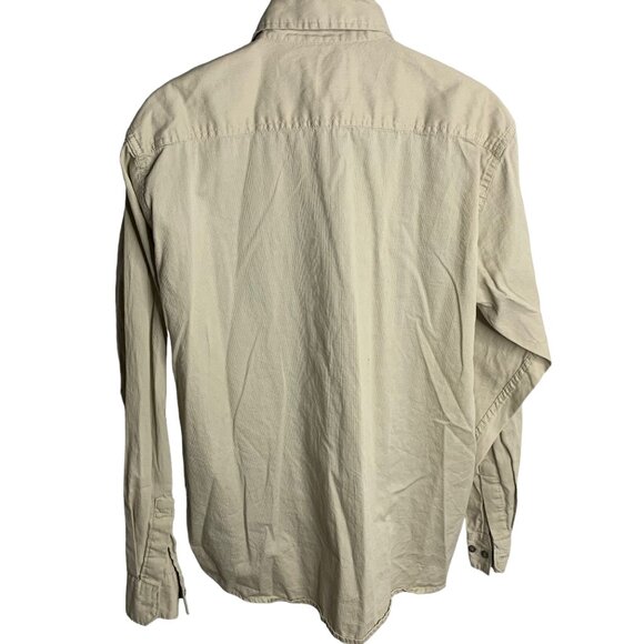 Wrangler Button Up Long Sleeve Shirt XL Tan Chest Pocket Micro Corduroy Collar - Picture 4 of 6